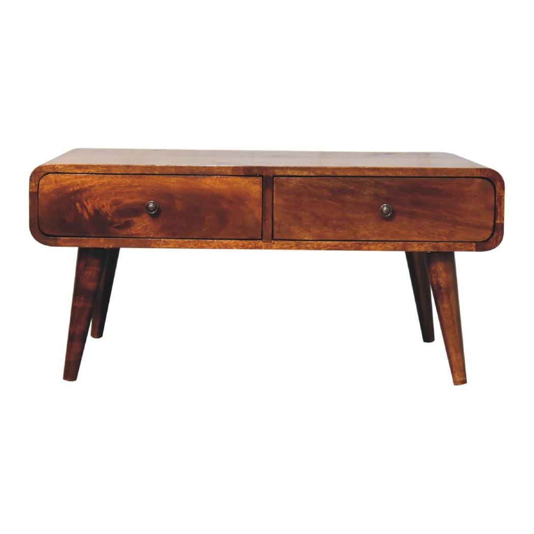 Sonata Chestnut Coffee Table | Solid Mango Wood | Artisan-Crafted Design