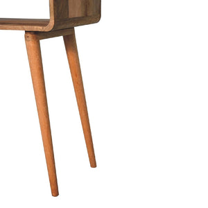 Sonata Curved Console Table | Solid Mango Wood | Oak-Ish Finish | 2 Drawers & Open Shelf
