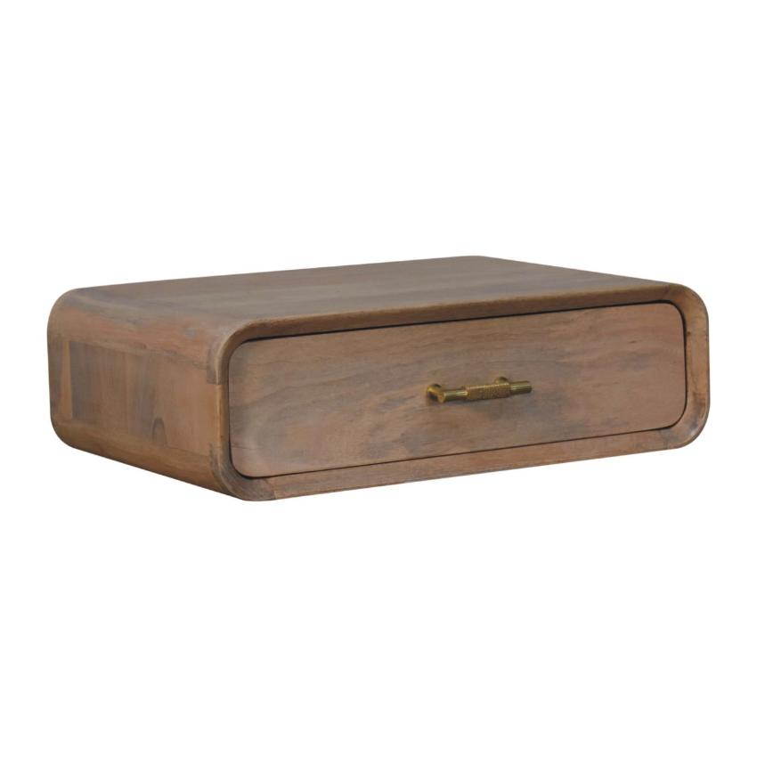 Sonoma T-Bar Wall Mounted Bedside | Solid Mango Wood | Floating Storage