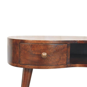 Sorrento Wave Coffee Table | Solid Mango Wood | California Walnut Finish | 1 Drawer with Open Shelf