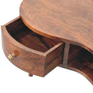 Sorrento Wave Coffee Table | Solid Mango Wood | California Walnut Finish | 1 Drawer with Open Shelf