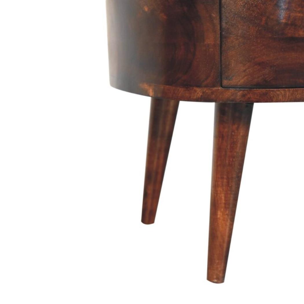 Sorrento Wave Coffee Table | Solid Mango Wood | California Walnut Finish | 1 Drawer with Open Shelf