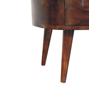 Sorrento Wave Coffee Table | Solid Mango Wood | California Walnut Finish | 1 Drawer with Open Shelf