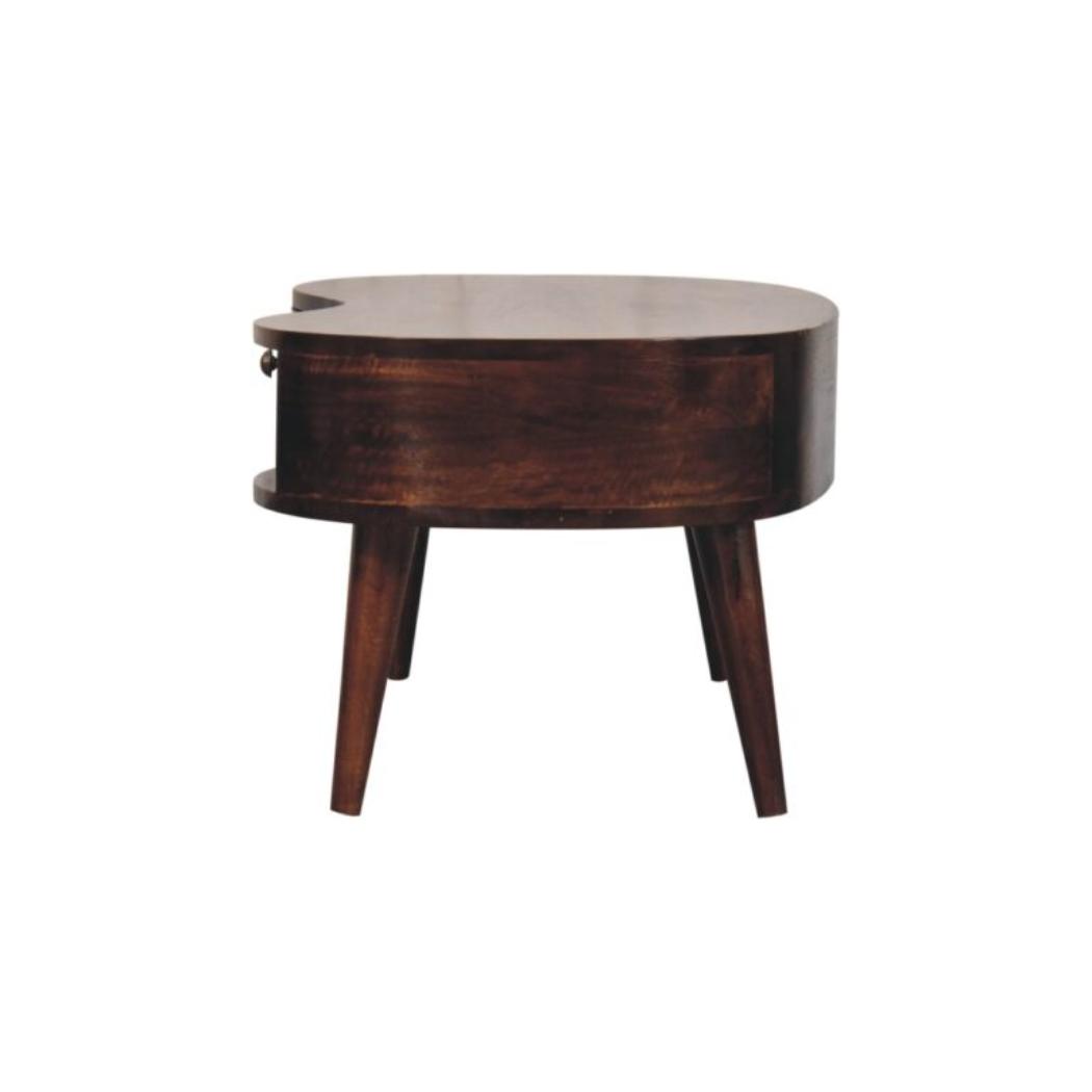 Sorrento Wave Coffee Table | Solid Mango Wood | California Walnut Finish | 1 Drawer with Open Shelf