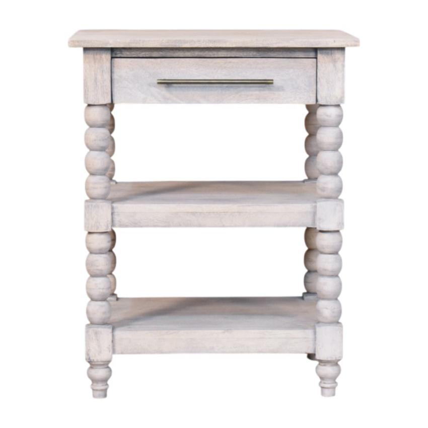 Spindle Acid Wash Side Table | Solid Wood Accent Table