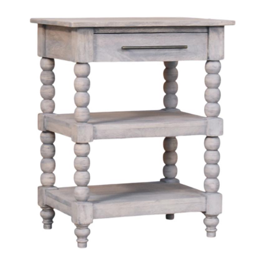 Spindle Acid Wash Side Table | Solid Wood Accent Table