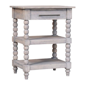 Spindle Acid Wash Side Table | Solid Wood Accent Table