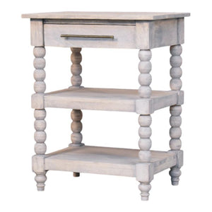 Spindle Acid Wash Side Table | Solid Wood Accent Table