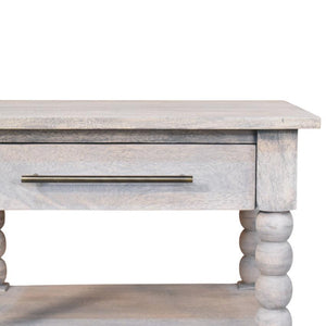 Spindle Acid Wash Side Table | Solid Wood Accent Table