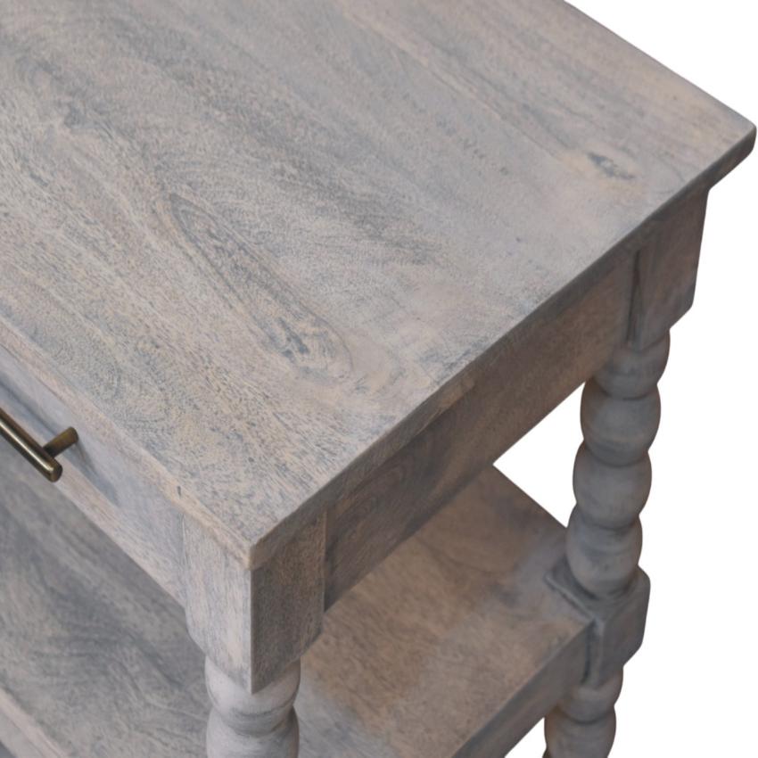 Spindle Acid Wash Side Table | Solid Wood Accent Table