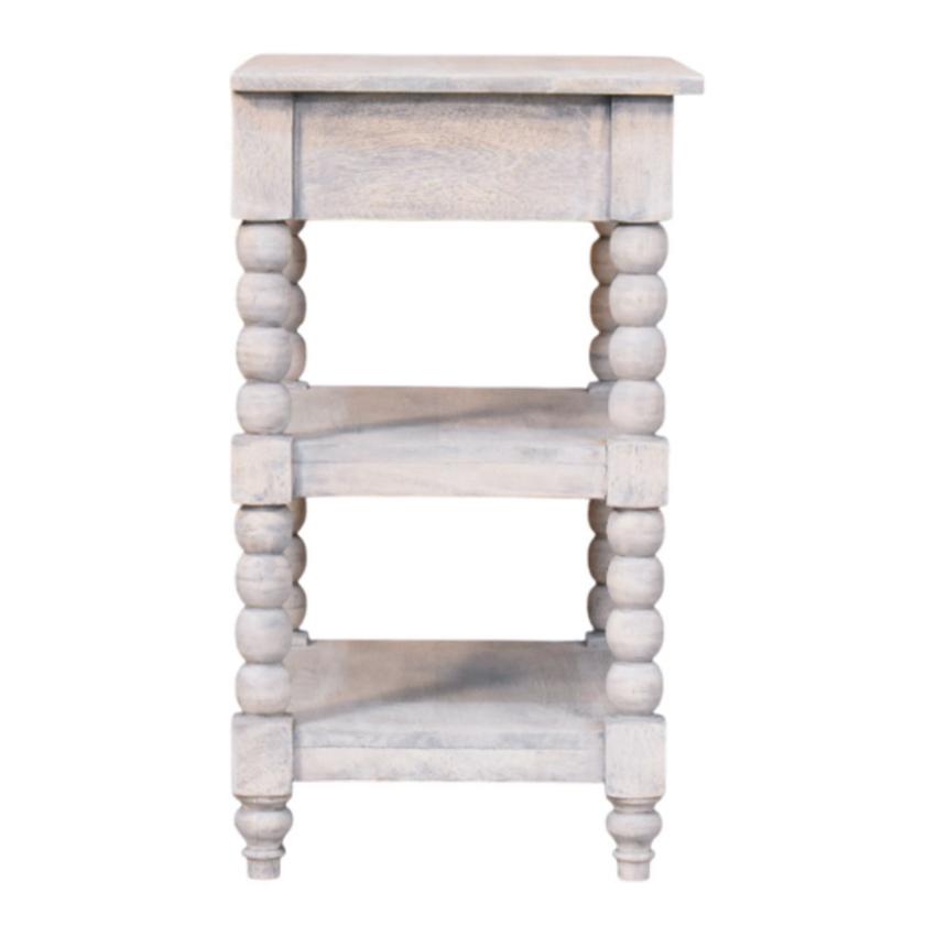 Spindle Acid Wash Side Table | Solid Wood Accent Table