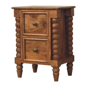 Spindle Amber Bedside Table | Warm Wood Nightstand