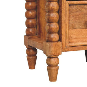 Spindle Amber Bedside Table | Warm Wood Nightstand