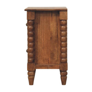 Spindle Amber Bedside Table | Warm Wood Nightstand