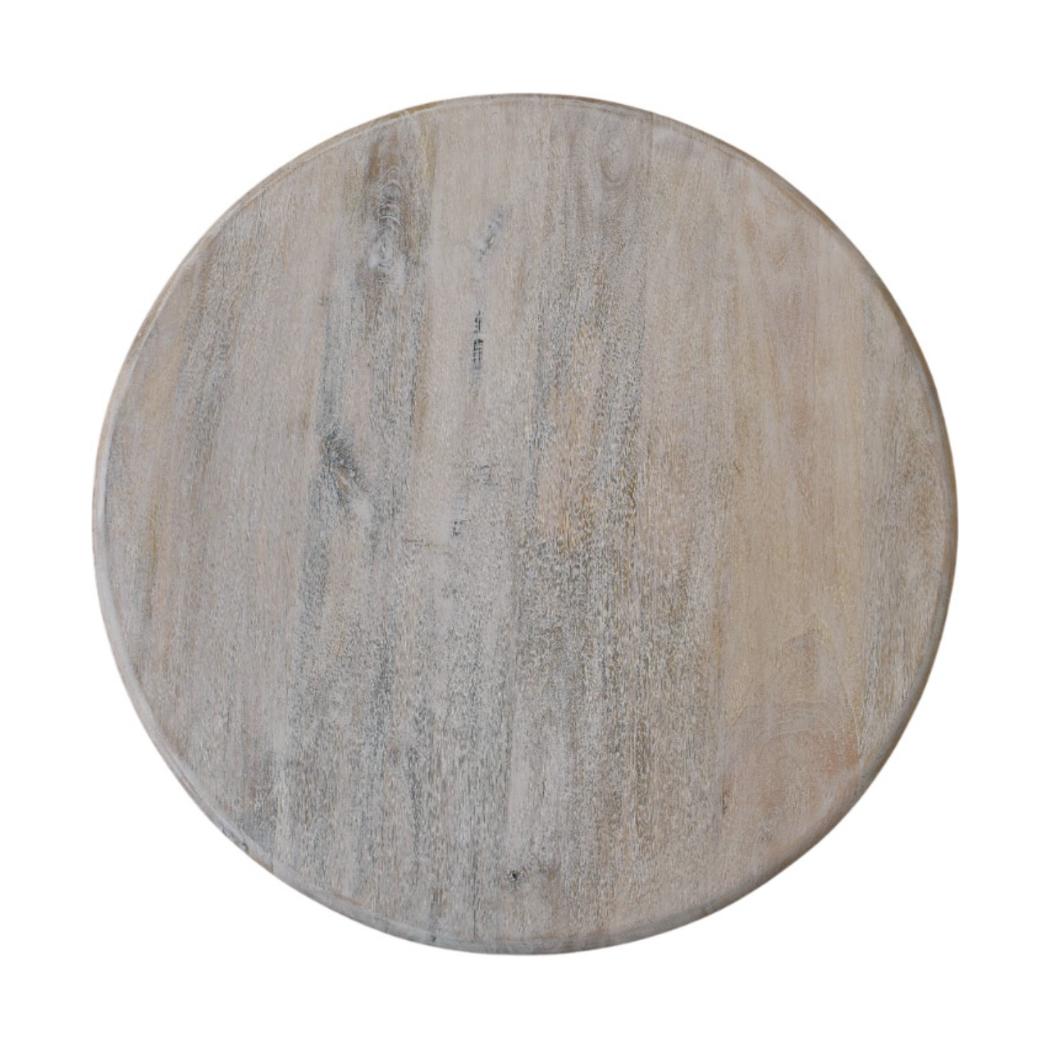 Spindle Coffee Table | Solid Mango Wood | Salted Oak Finish | Sculptural Round Centre Table