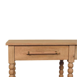 Spindle Console Table | Solid Mango Wood | Stone Driftwood Finish | 2 Drawer Hallway Console with Jute Shelves