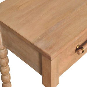 Spindle Console Table | Solid Mango Wood | Stone Driftwood Finish | 2 Drawer Hallway Console with Jute Shelves