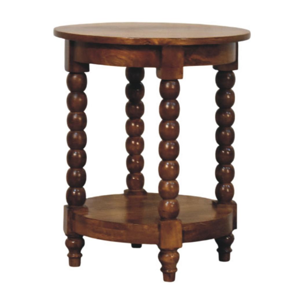 Spindle Heritage Round Side Table | Classic Textured Accent Table