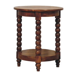 Spindle Heritage Round Side Table | Classic Textured Accent Table