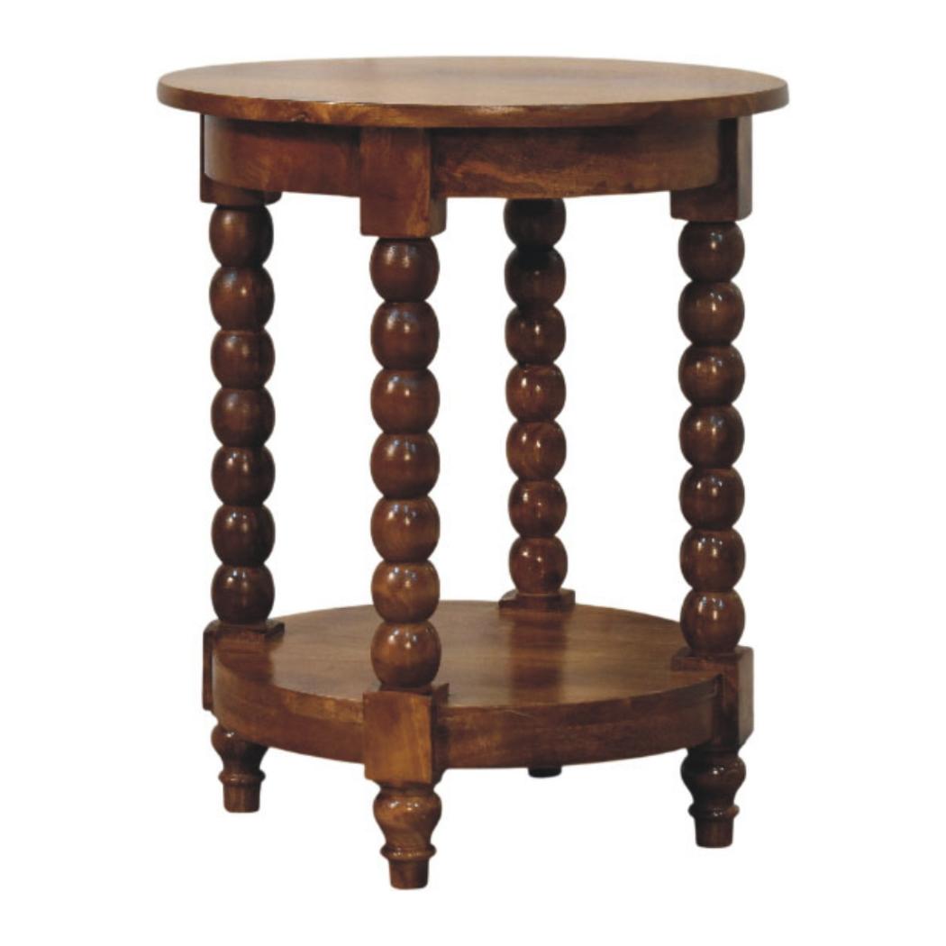Spindle Heritage Round Side Table | Classic Textured Accent Table