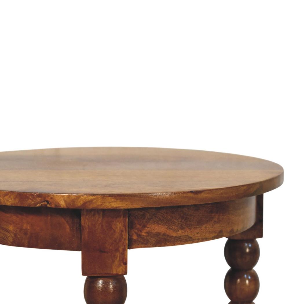 Spindle Heritage Round Side Table | Classic Textured Accent Table