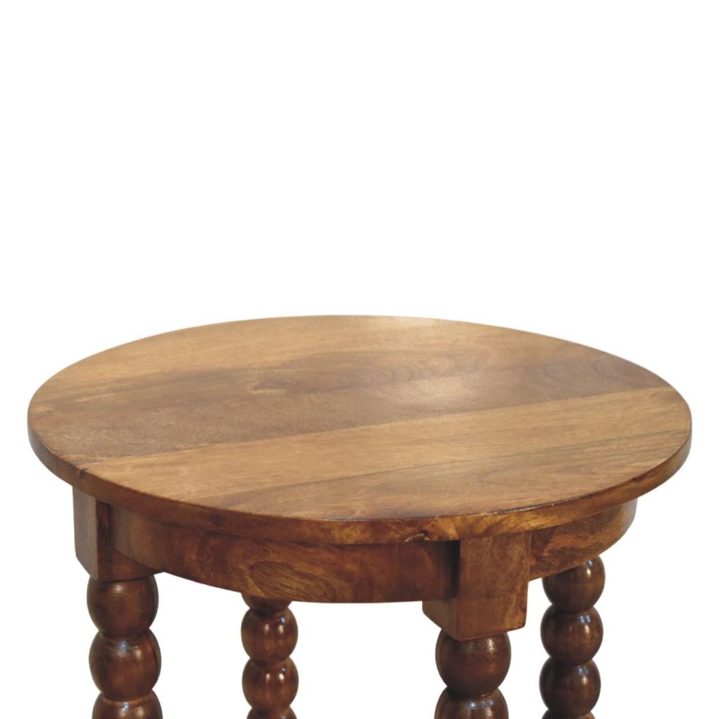 Spindle Heritage Round Side Table | Classic Textured Accent Table