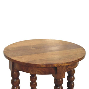 Spindle Heritage Round Side Table | Classic Textured Accent Table
