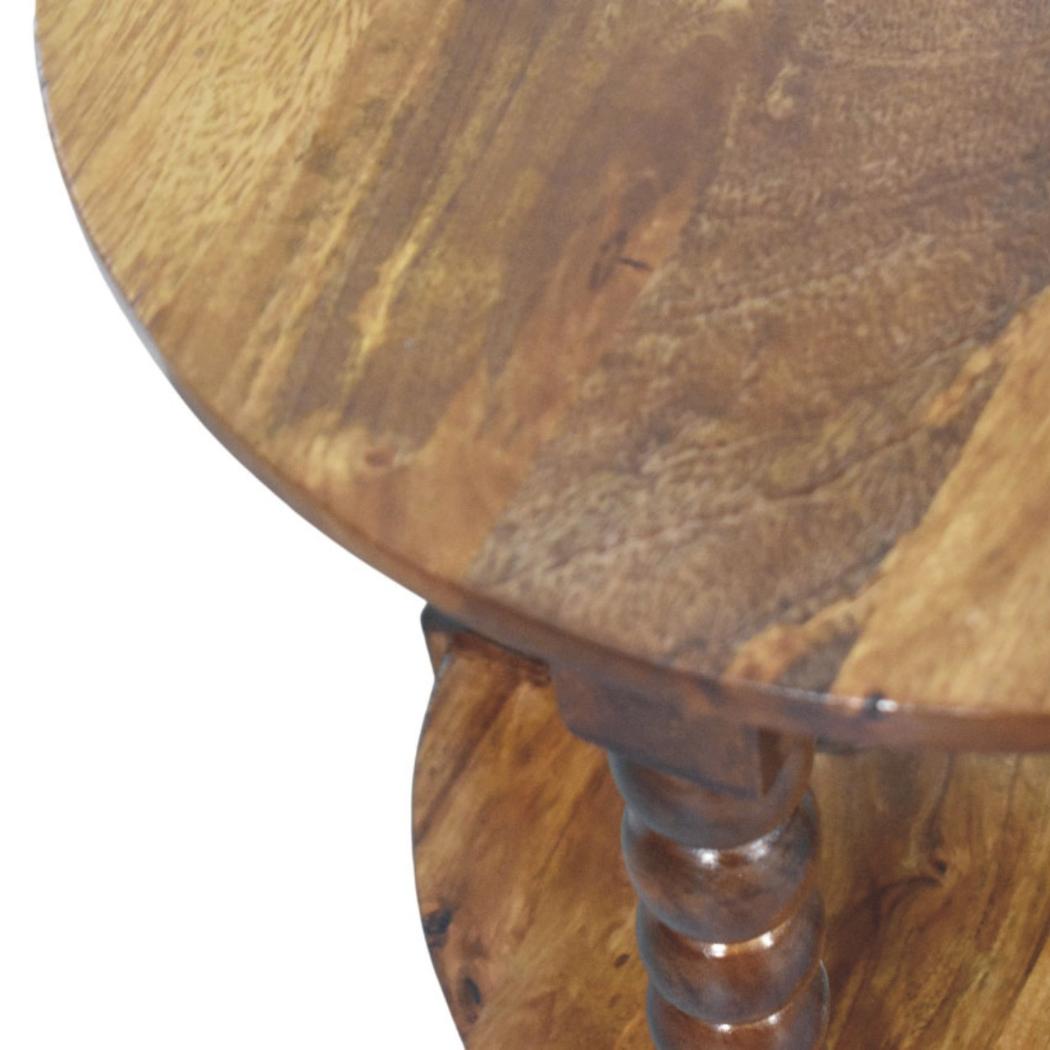 Spindle Heritage Round Side Table | Classic Textured Accent Table