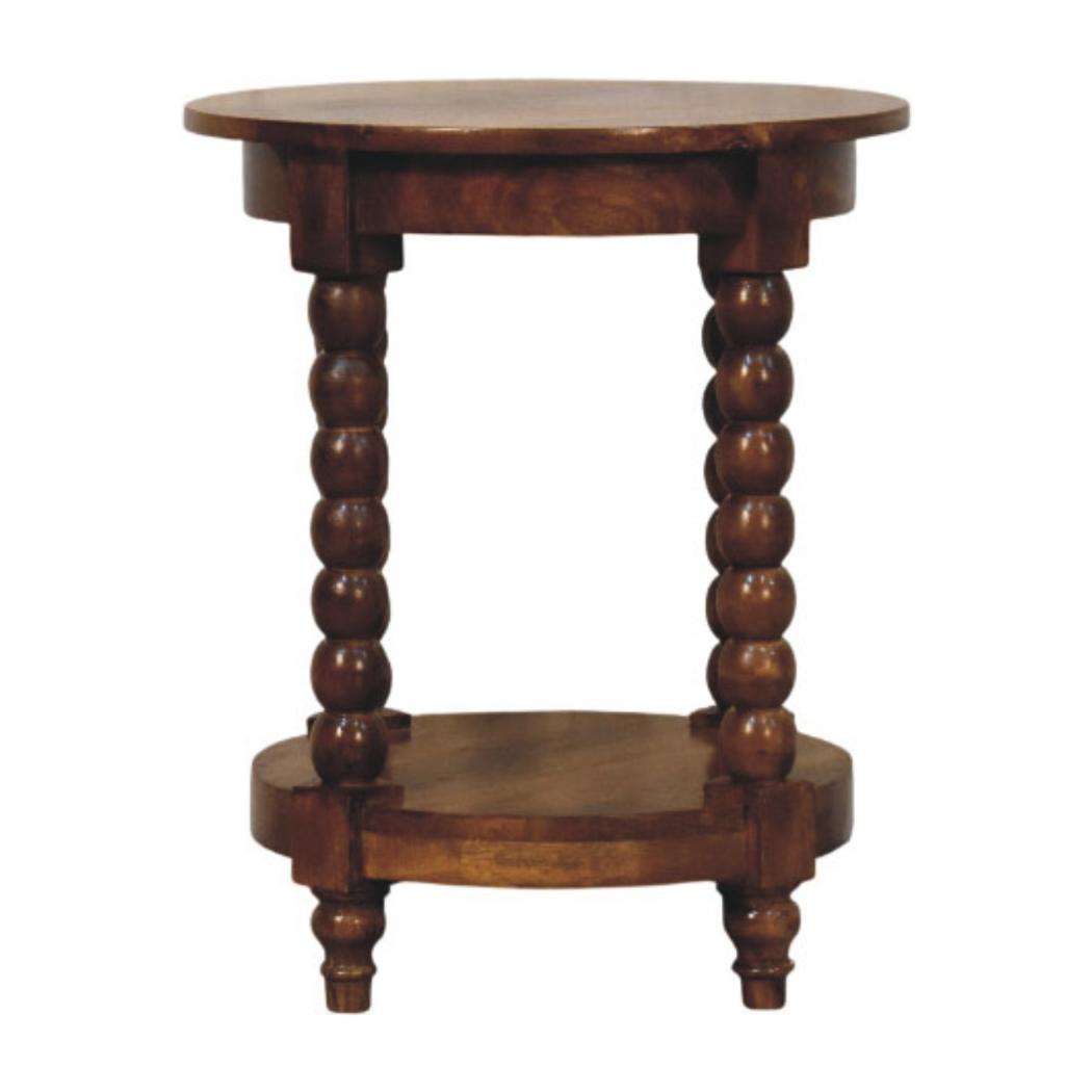 Spindle Heritage Round Side Table | Classic Textured Accent Table