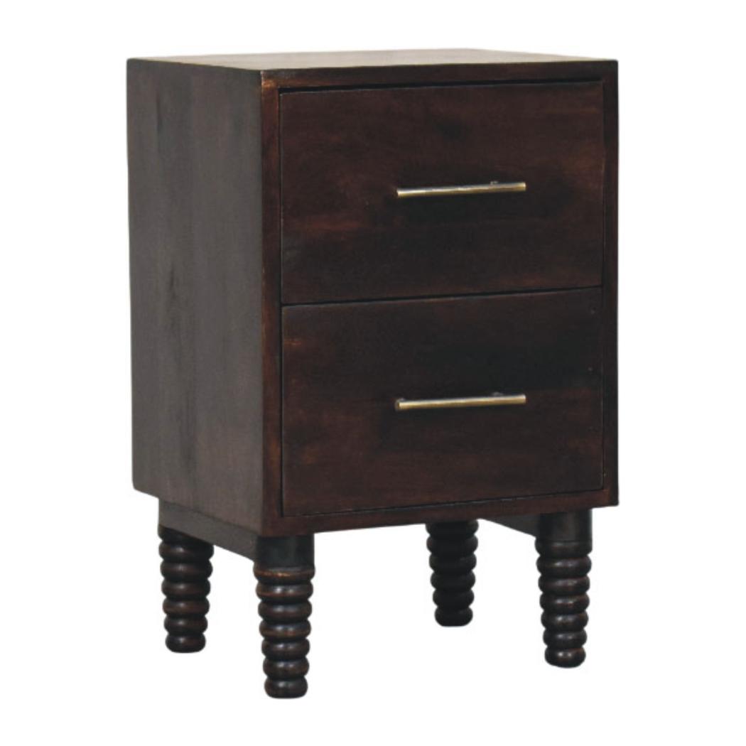 Spindle Mocha Bedside Table | Warm Finish | Classic Bedroom Furniture