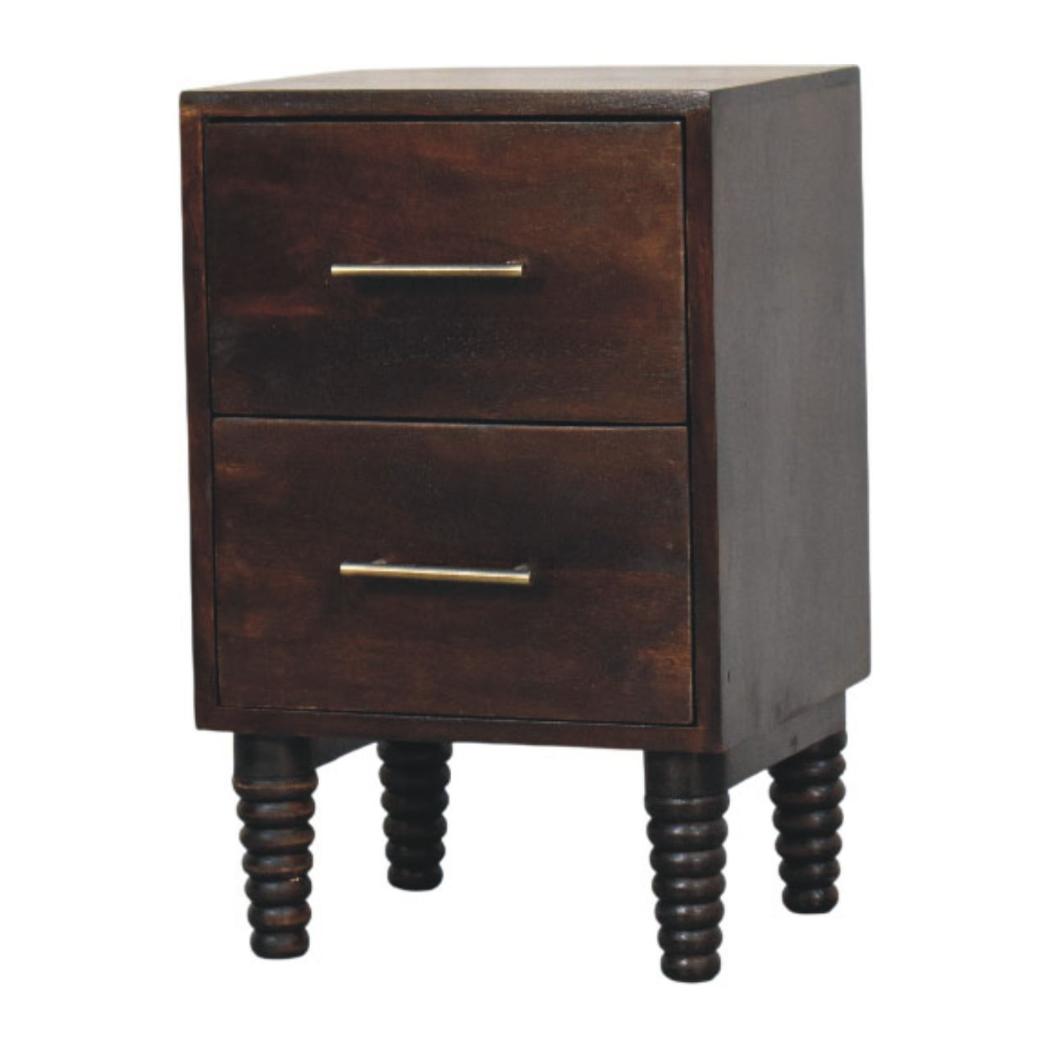 Spindle Mocha Bedside Table | Warm Finish | Classic Bedroom Furniture