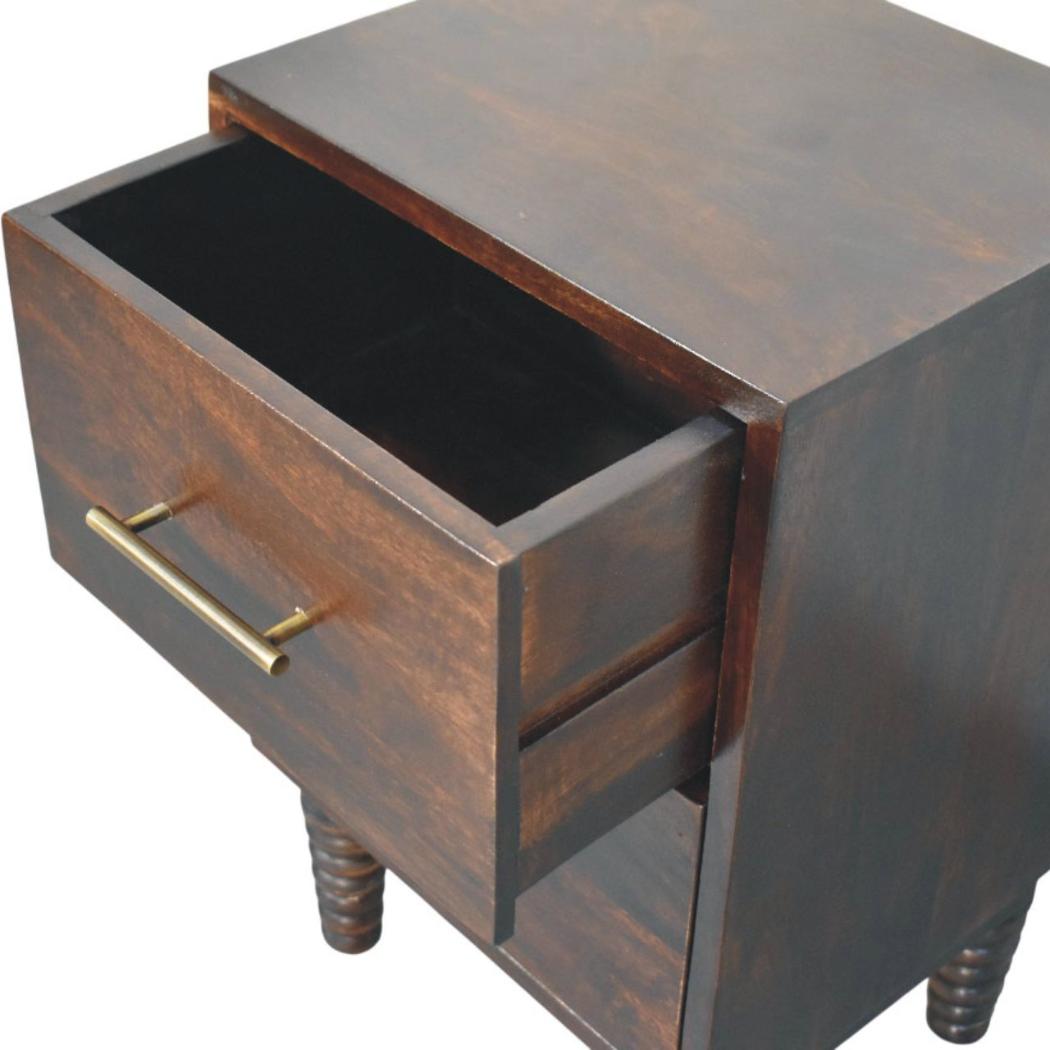 Spindle Mocha Bedside Table | Warm Finish | Classic Bedroom Furniture