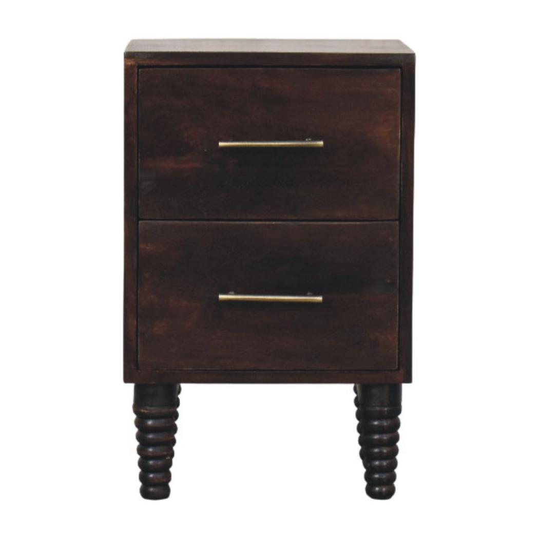 Spindle Mocha Bedside Table | Warm Finish | Classic Bedroom Furniture