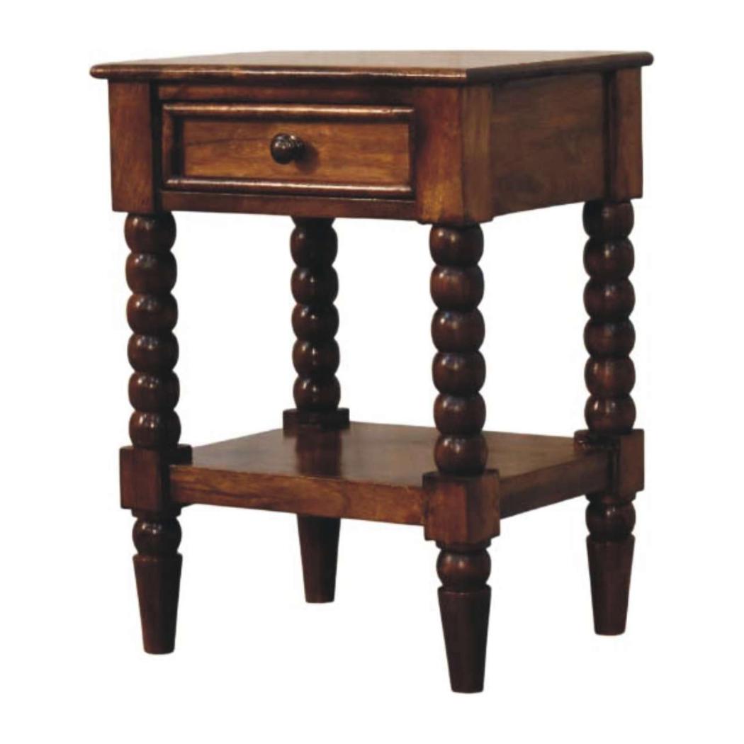 Spindle One-Drawer Side Table | Textured Accent Furniture