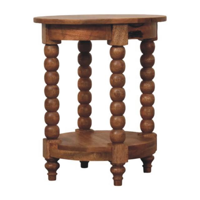 Spindle Round Side Table | Solid Wood Accent Table