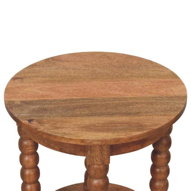 Spindle Round Side Table | Solid Wood Accent Table