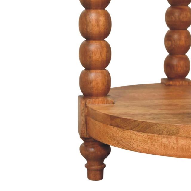 Spindle Round Side Table | Solid Wood Accent Table