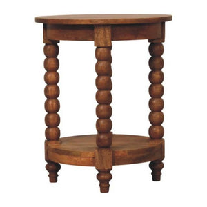 Spindle Round Side Table | Solid Wood Accent Table