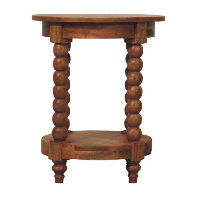 Spindle Round Side Table | Solid Wood Accent Table