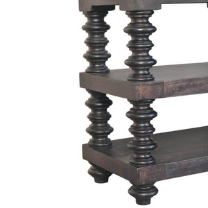 Spindle Shelf Console Table | Solid Mango Wood | Carbon Ash Finish | Open Storage Hallway Table