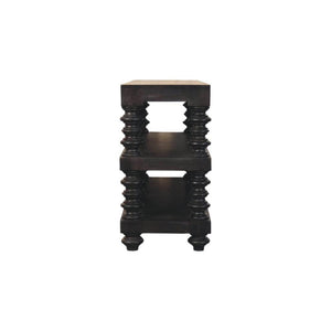 Spindle Shelf Console Table | Solid Mango Wood | Carbon Ash Finish | Open Storage Hallway Table