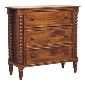 Spindle Three-Drawer Chest | Textured Bedroom Storage