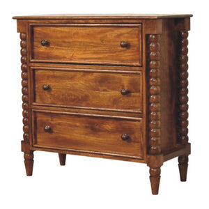 Spindle Three-Drawer Chest | Textured Bedroom Storage
