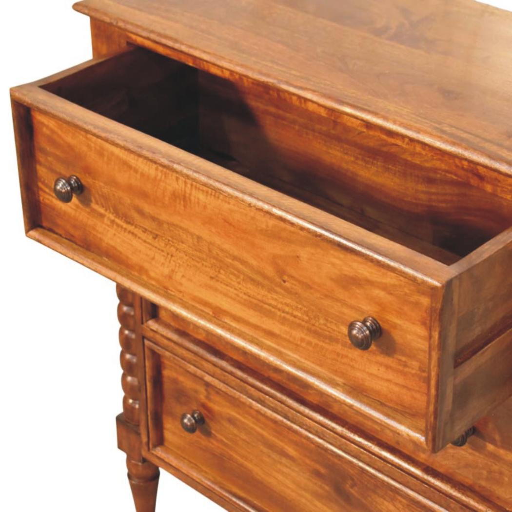 Spindle Three-Drawer Chest | Textured Bedroom Storage