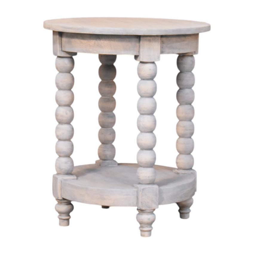 Spindle Washed Round Table | Solid Wood Accent Table