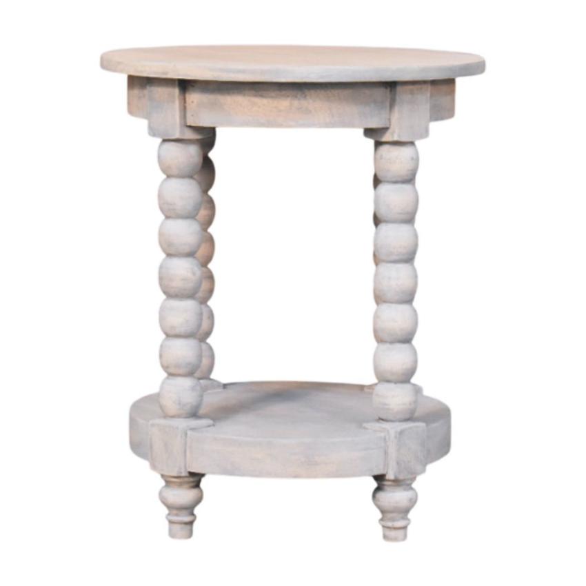 Spindle Washed Round Table | Solid Wood Accent Table