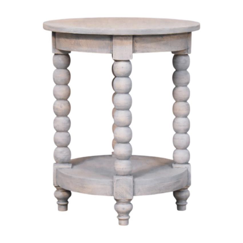 Spindle Washed Round Table | Solid Wood Accent Table