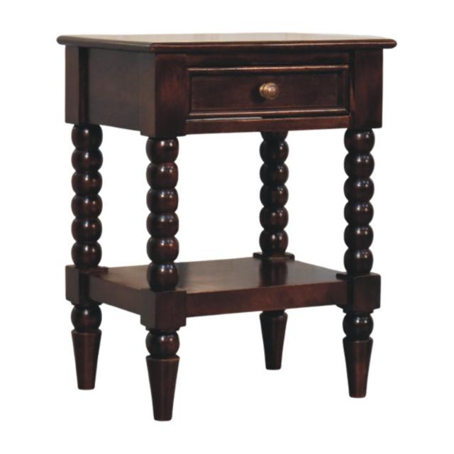 Spindle Winewood Bedside Table | Dark Wood Nightstand