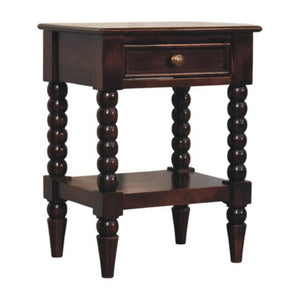Spindle Winewood Bedside Table | Dark Wood Nightstand