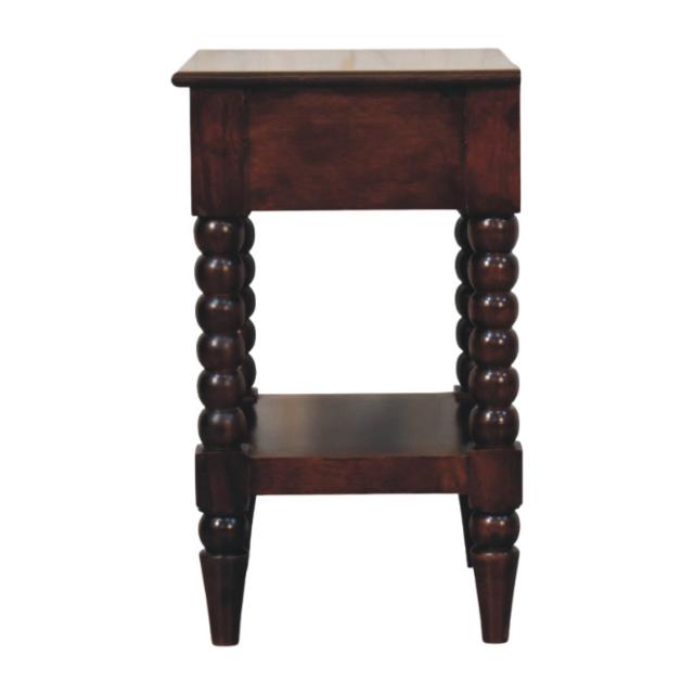 Spindle Winewood Bedside Table | Dark Wood Nightstand
